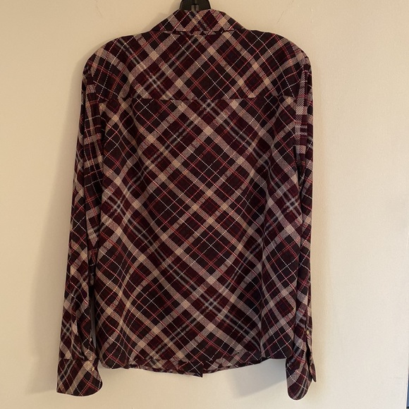 Calvin Klein NWOT GrayBurgundy,Red,Cream blouse, measurements in photos below - Picture 3 of 7